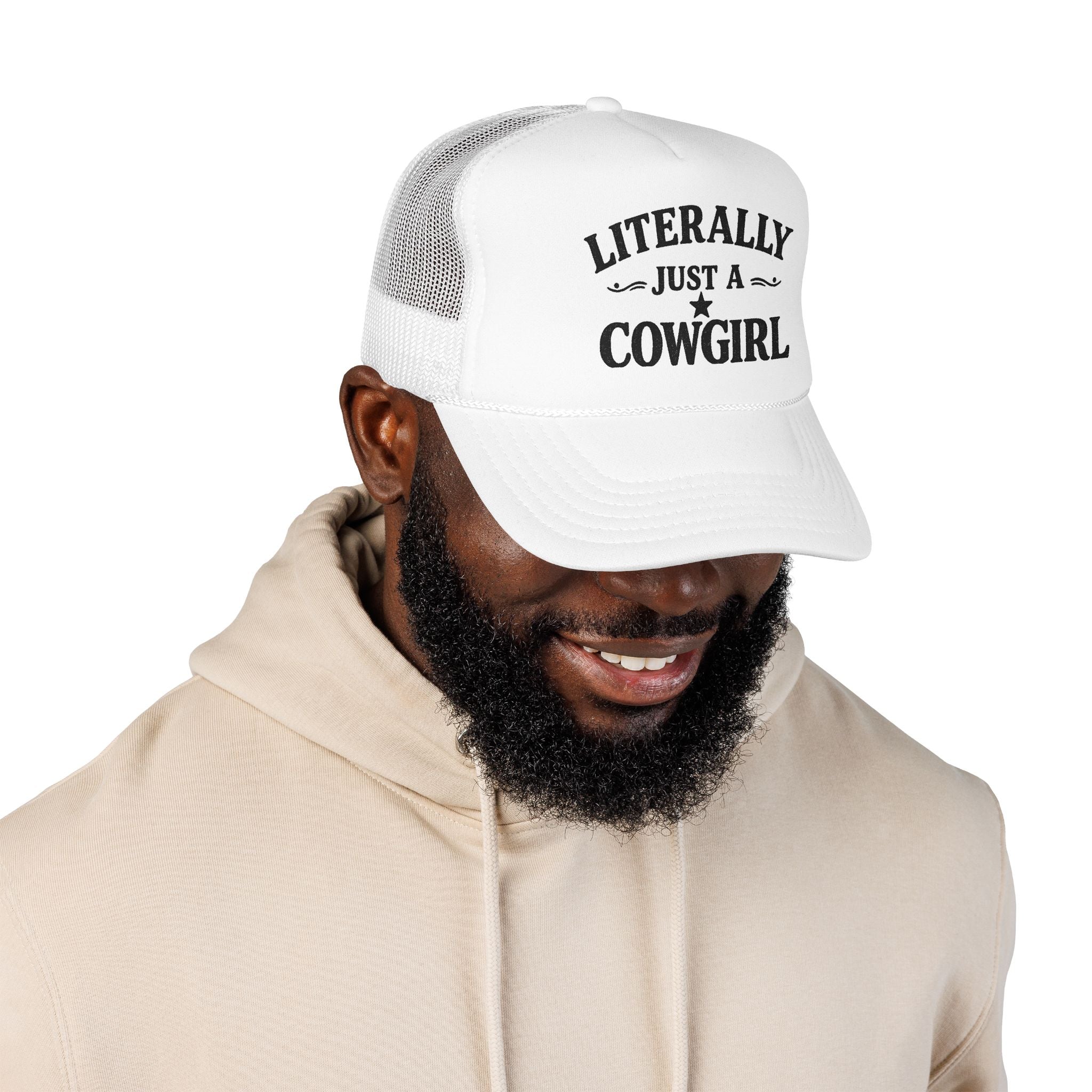 Cowgirl Trucker Hat - "Literally Just A Cowgirl" Foam Mesh Cap