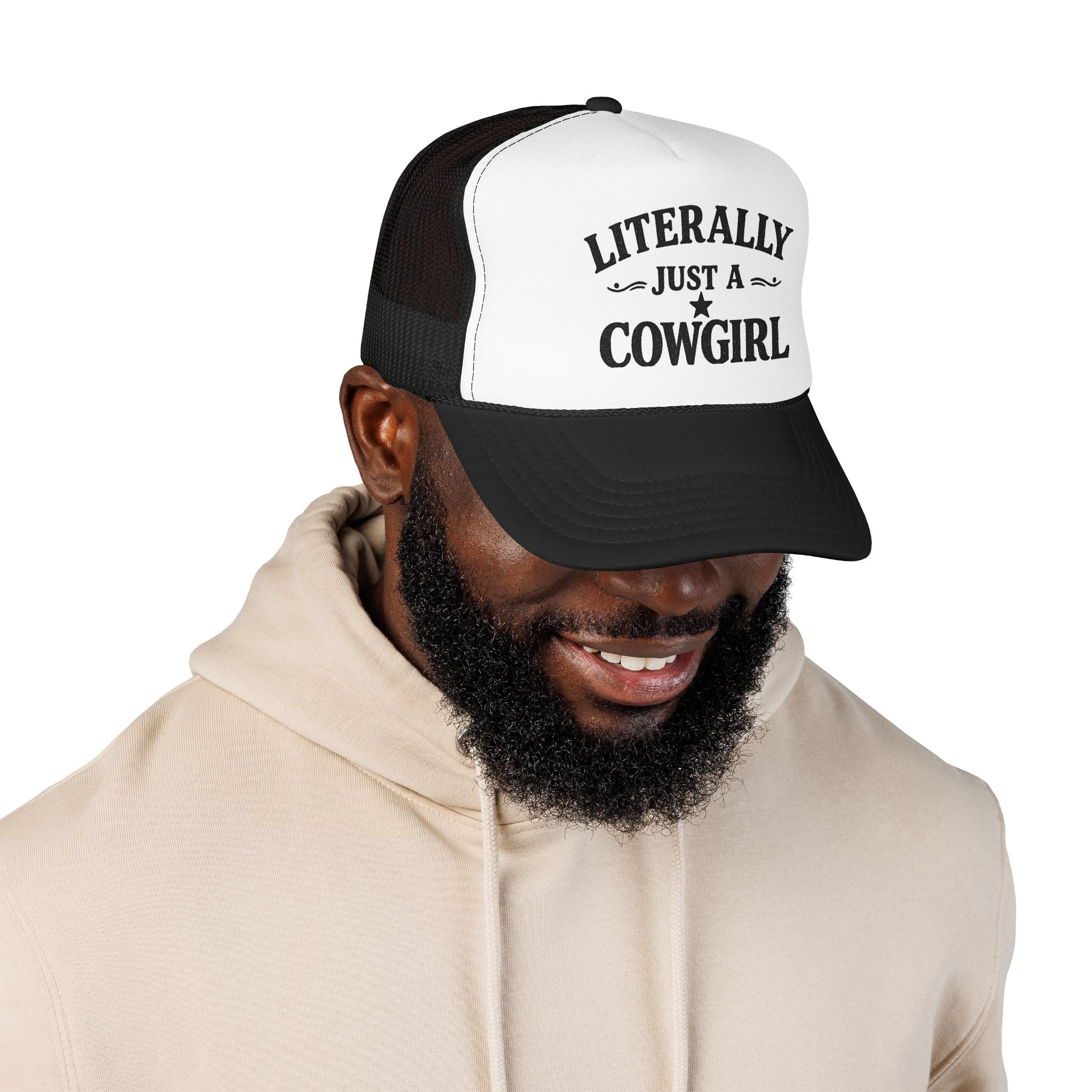 Cowgirl Trucker Hat - "Literally Just A Cowgirl" Foam Mesh Cap